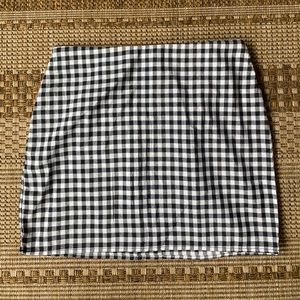 gingham body con linen mini skirt